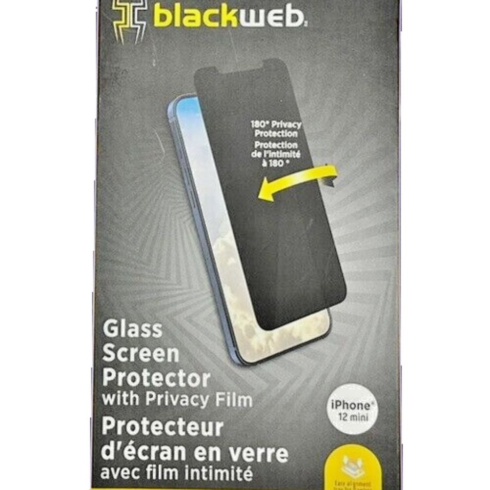 Blackweb CORNING Glass Screen Protector with Privacy Film For iPhone 12 Mini NIB